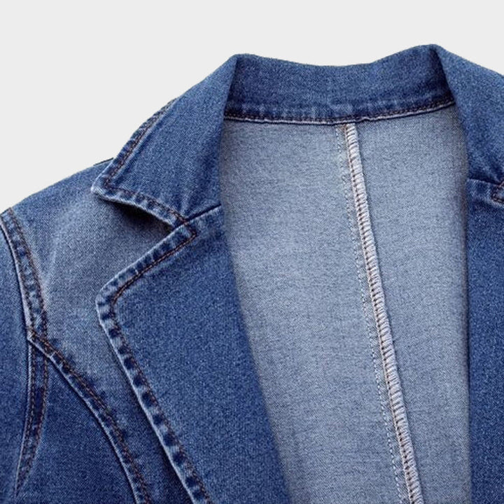 Damen langarm Jeansjacke | Vordertaschen