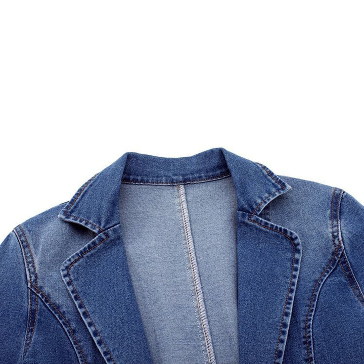 Damen langarm Jeansjacke | Vordertaschen