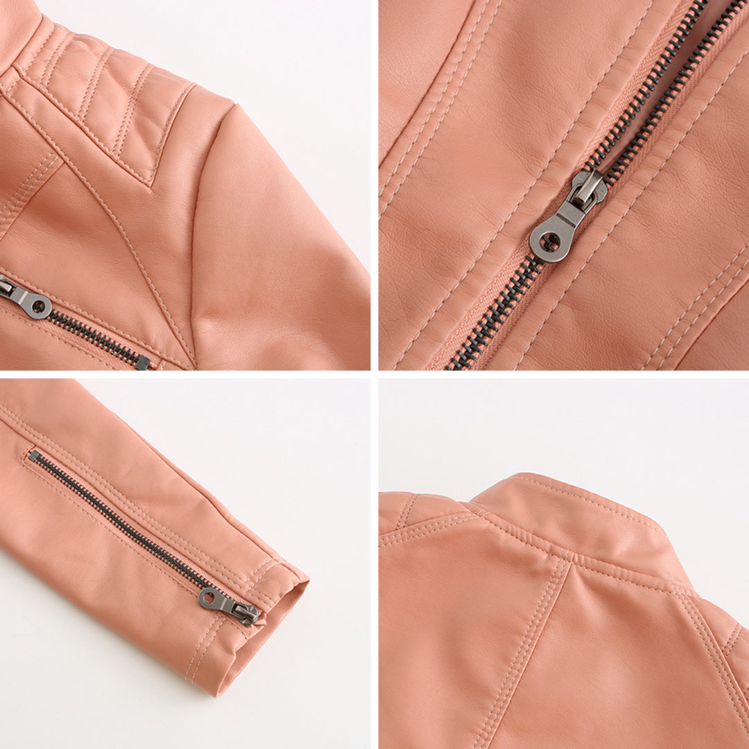 Damen Biker Jacke mit Reißverschluss | Lange Ärmel