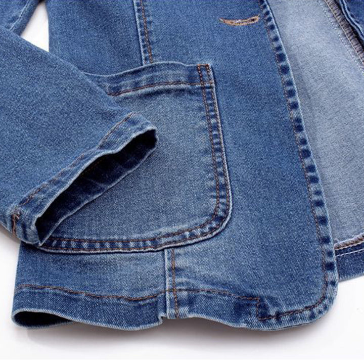 Damen langarm Jeansjacke | Vordertaschen