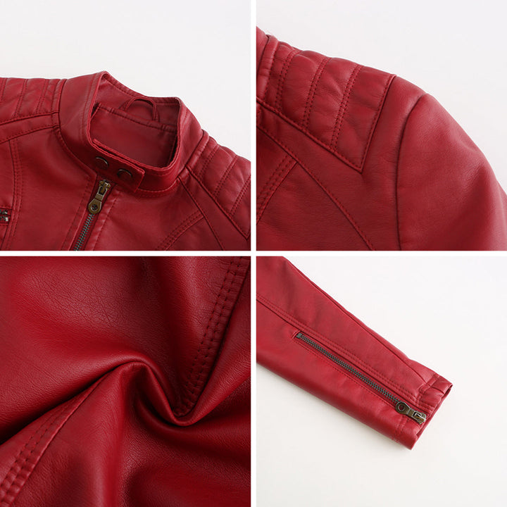 Damen Biker Jacke mit Reißverschluss | Lange Ärmel