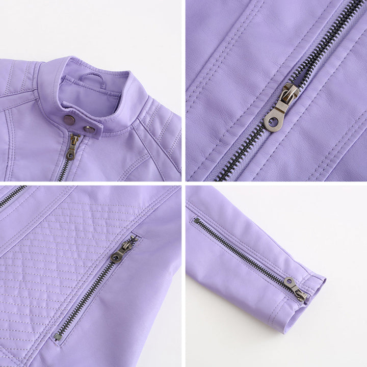 Damen Biker Jacke mit Reißverschluss | Lange Ärmel