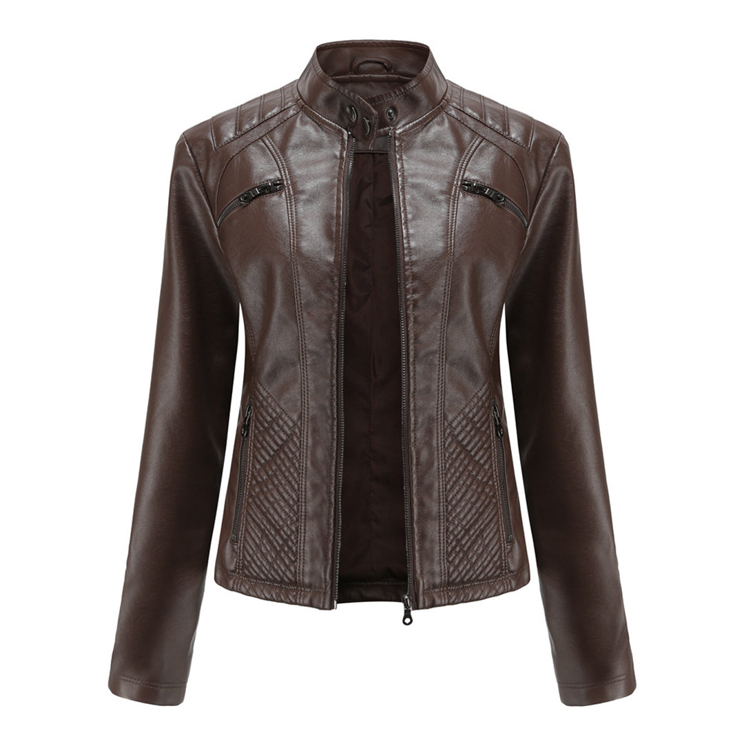 Damen Biker Jacke mit Reißverschluss | Lange Ärmel