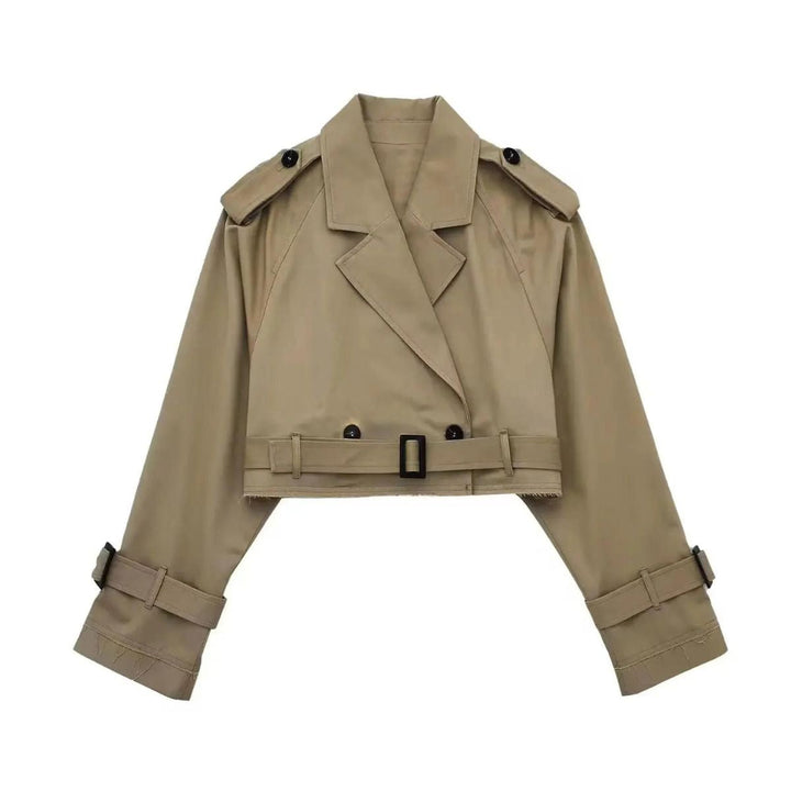 Damen Langarm Trenchmantel | Gekürzt