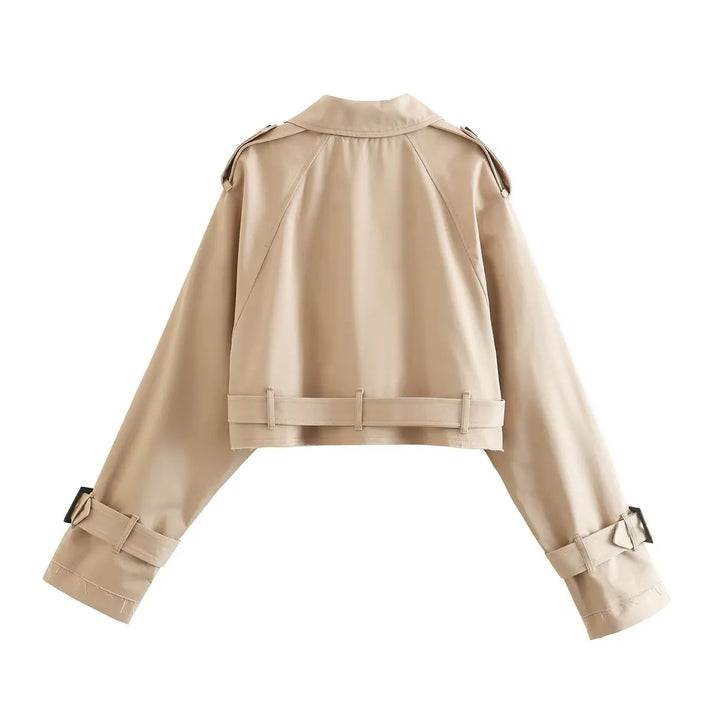Damen Langarm Trenchmantel | Gekürzt