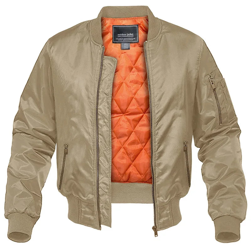 Herren Reißverschlusstaschen Bomber Jacke | Leichtgewicht
