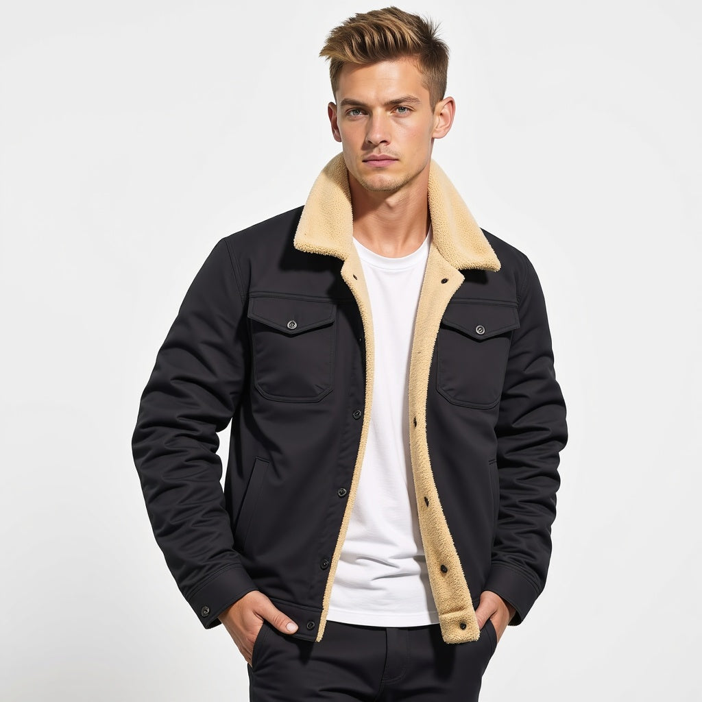 Herren Warme Jacke mit Knopfleiste | Langen Ärmeln