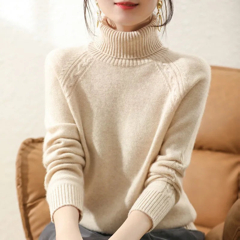 Rollkragenpullover aus kaschmir für damen