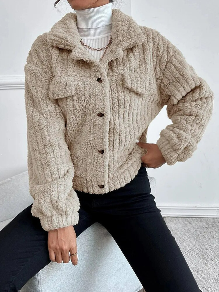 Damen Klassische Teddy Jacke | Kurz