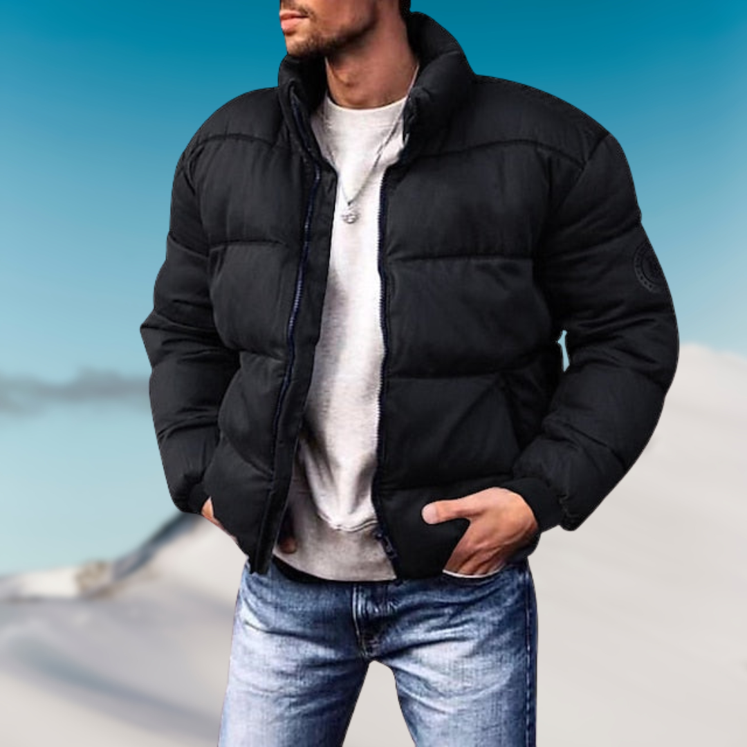 Herren Dicke Pufferjacke mit Reißverschluss | Lange Ärmel