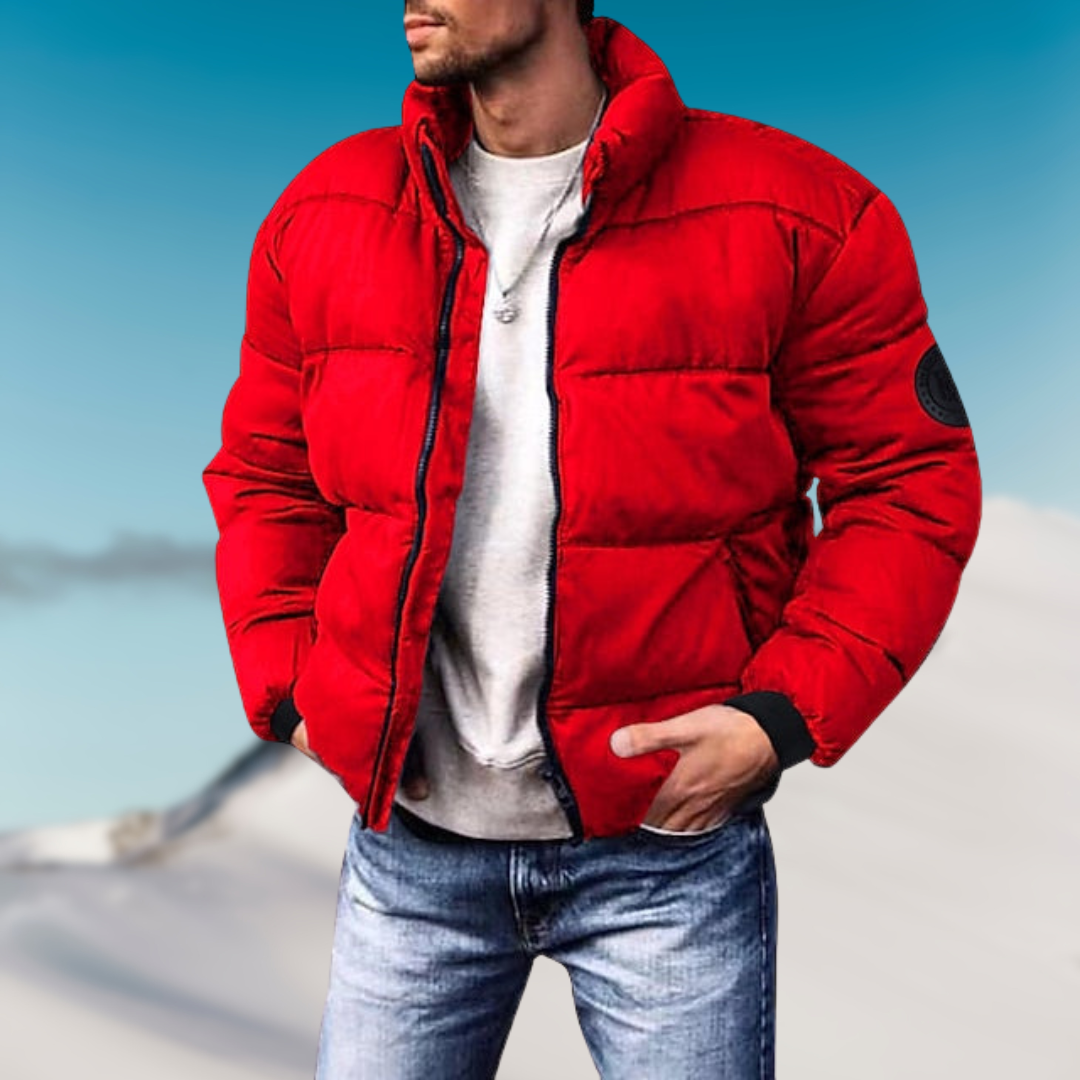 Herren Dicke Pufferjacke mit Reißverschluss | Lange Ärmel
