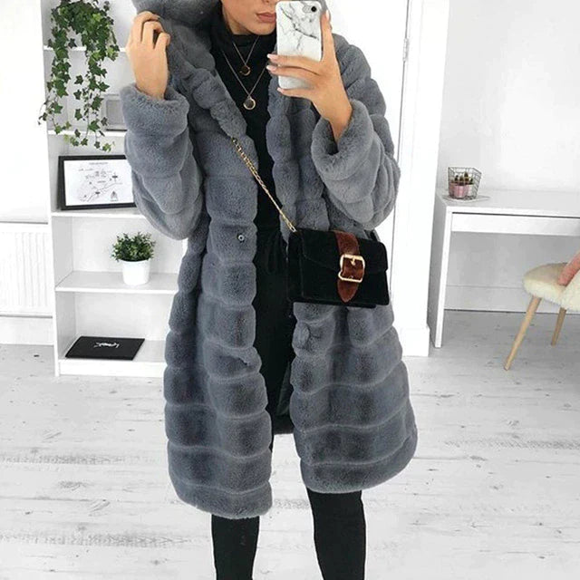 Flauschiger Felljacke mit Kragen für Damen | Warme