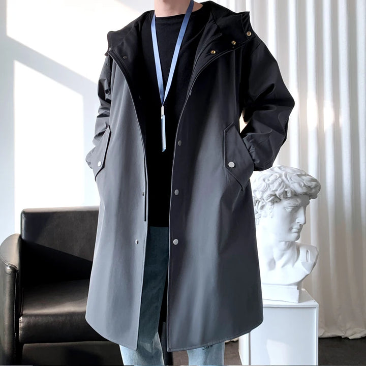 Herren Langer Freizeit-Trenchcoat | Kapuze