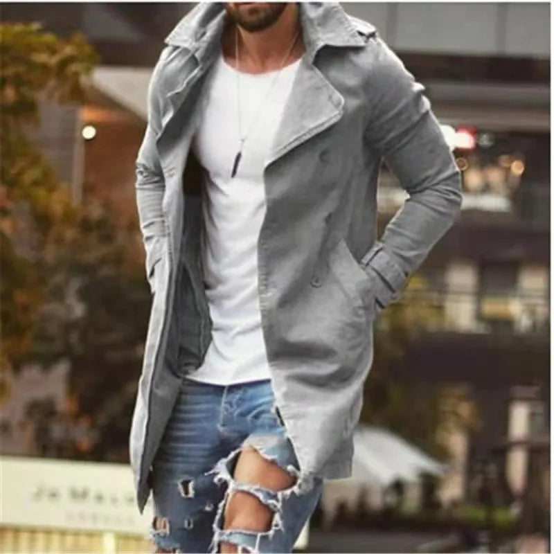 Herren-Trench Coat mit langen Ärmeln | Fronttaschen