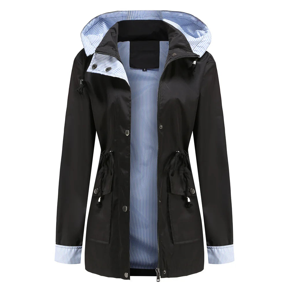 Regenjacke mit Kapuze für Damen | Mit Reißverschluss
