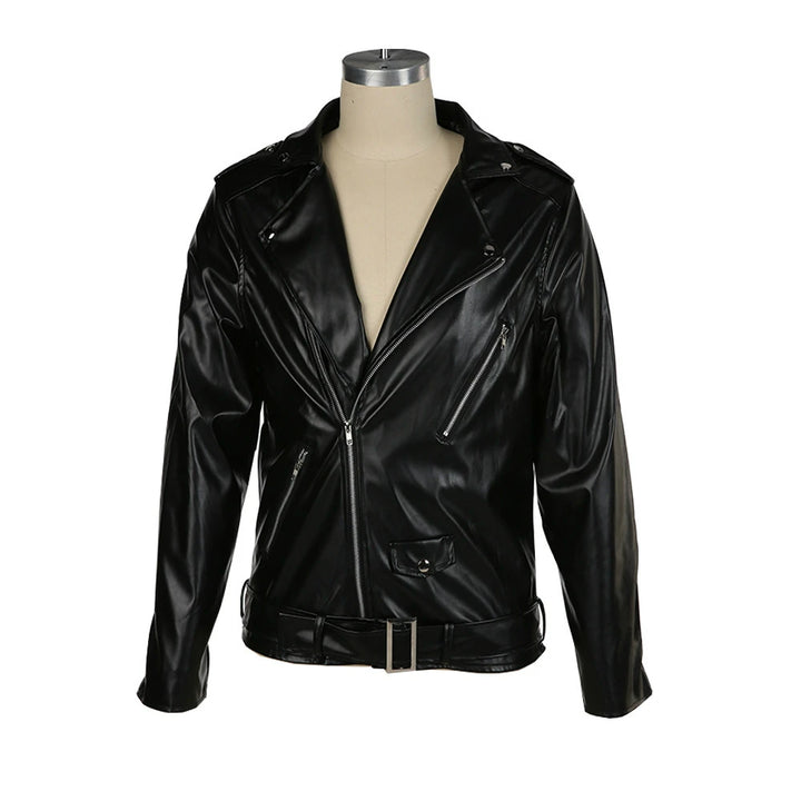 Herren Schlank Passform Bikerjacke mit Reißverschluss | Lässig