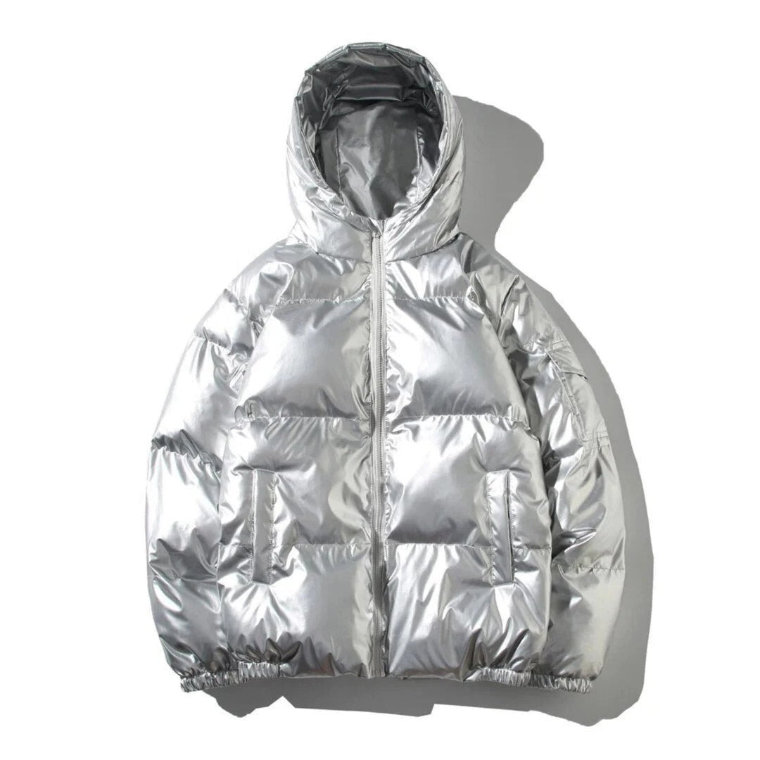 Herren Glänzende Puffer Jacke | Warme