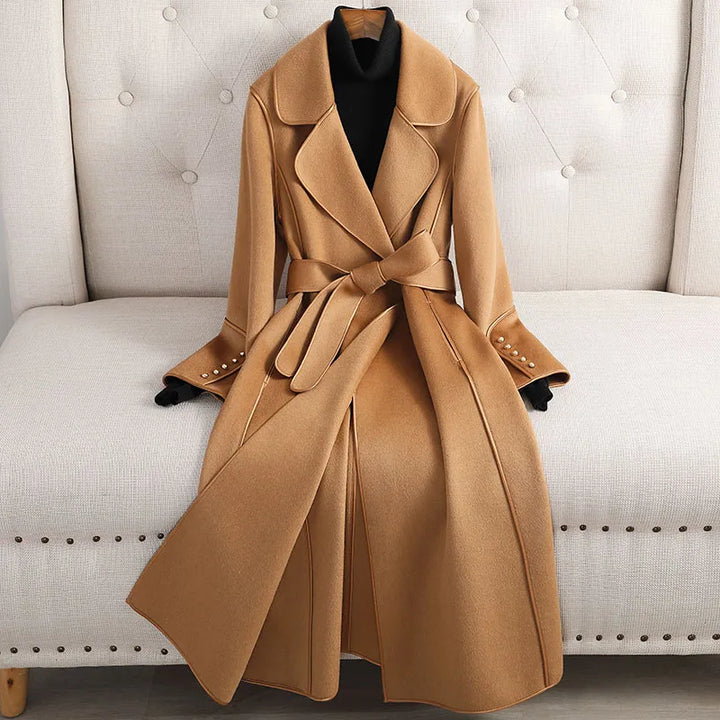 Damen Langer Trench Mantel mit Gürtel | Winter