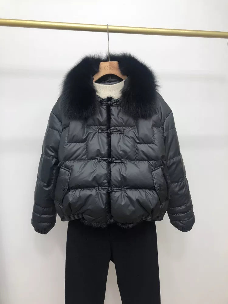 Damen Dicke Weinlese-Daunenjacke | Warme