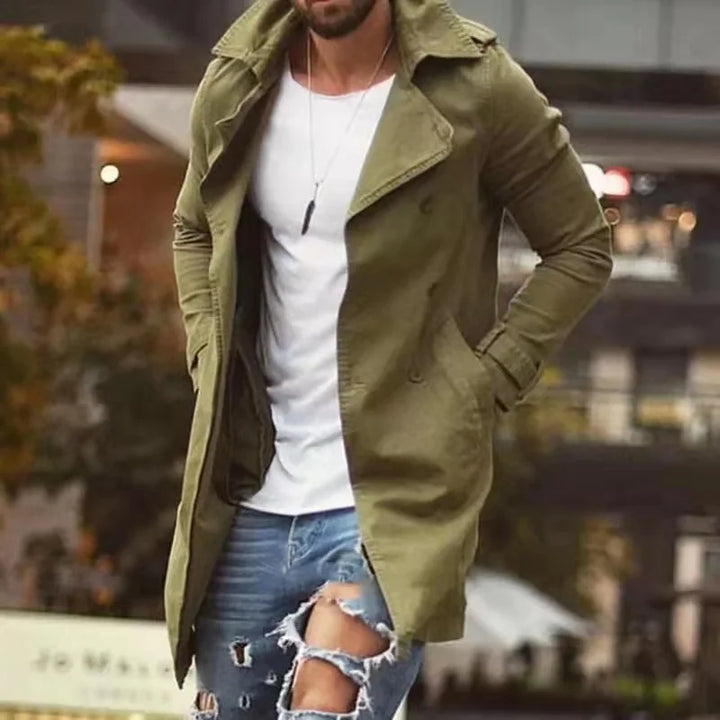 Herren-Trench Coat mit langen Ärmeln | Fronttaschen