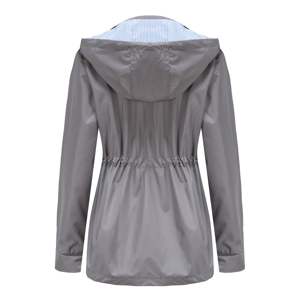 Regenjacke mit Kapuze für Damen | Mit Reißverschluss