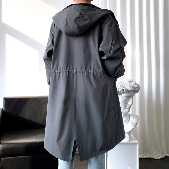 Herren Langer Freizeit-Trenchcoat | Kapuze
