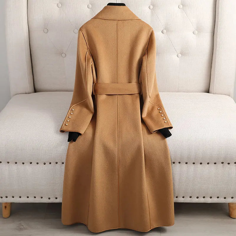 Damen Langer Trench Mantel mit Gürtel | Winter