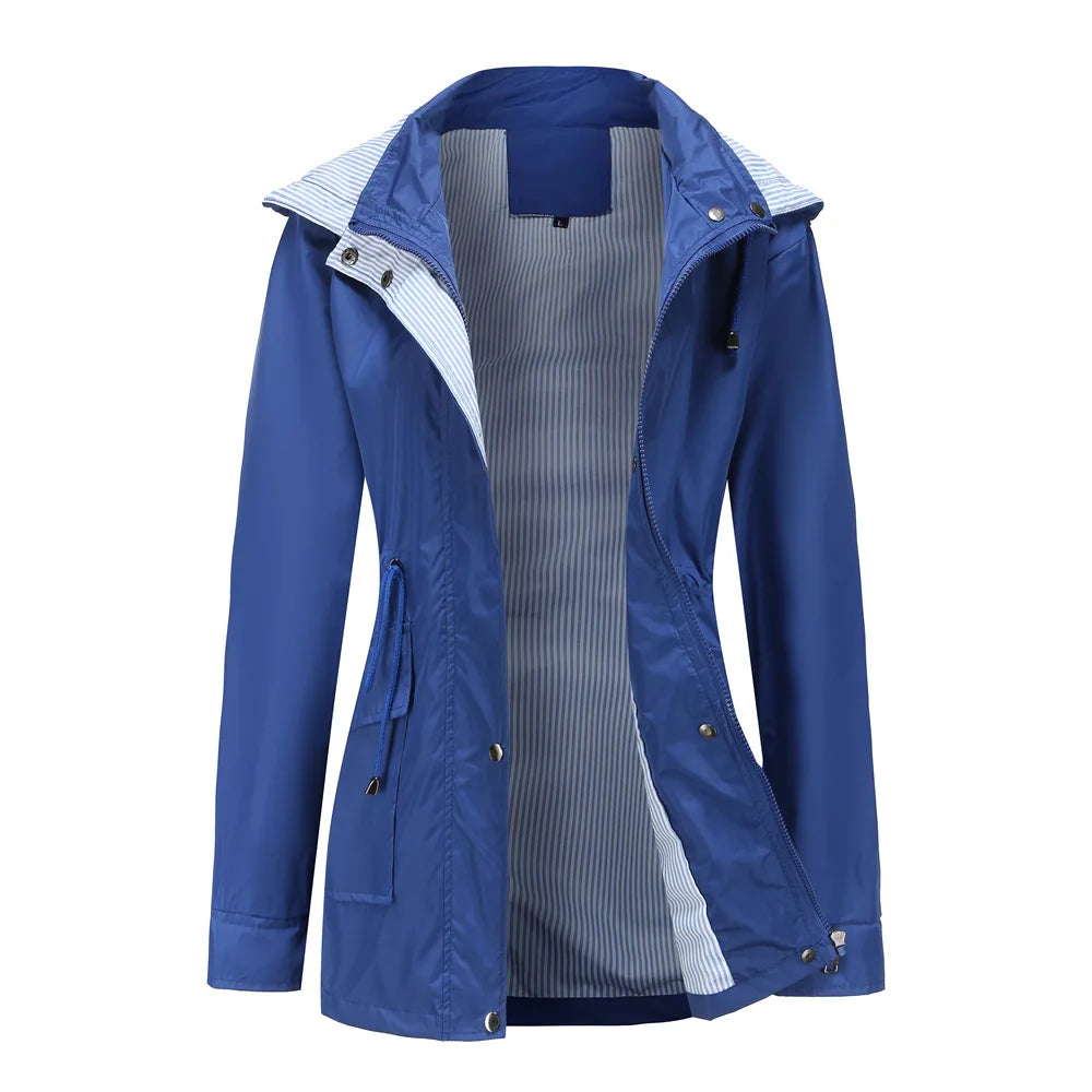 Regenjacke mit Kapuze für Damen | Mit Reißverschluss