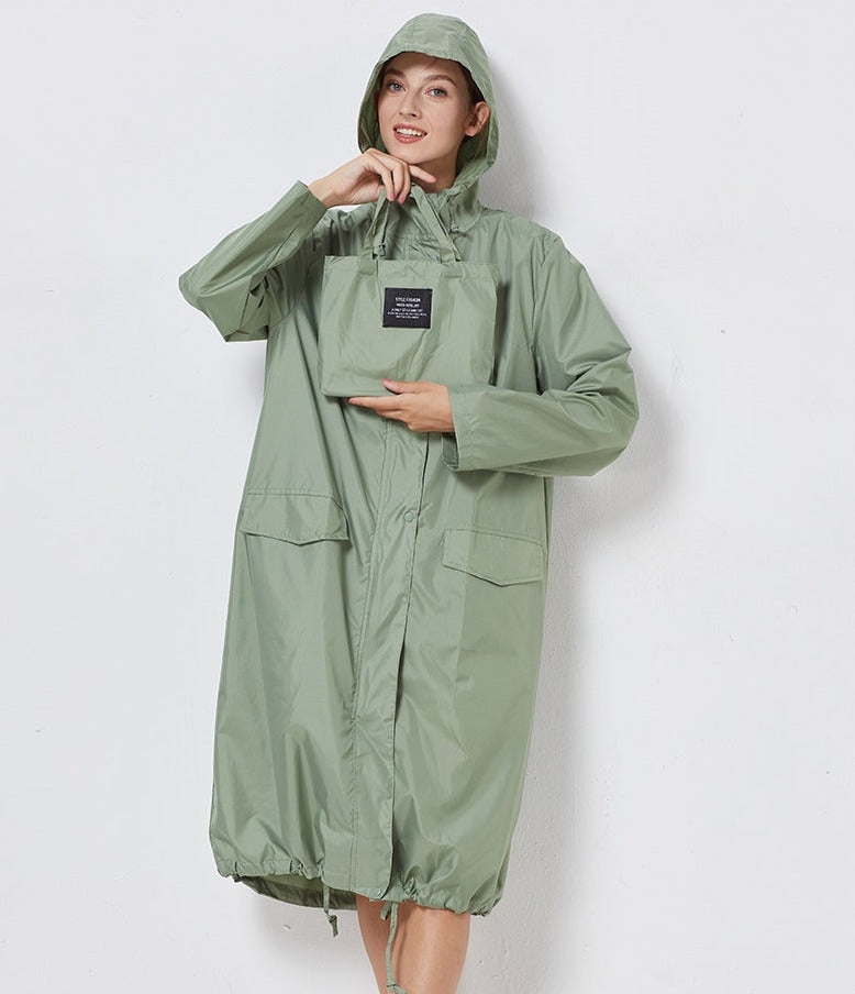 Lange Wasserdichte Regenjacke für Damen | Moderne