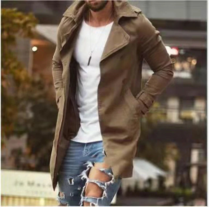 Herren-Trench Coat mit langen Ärmeln | Fronttaschen