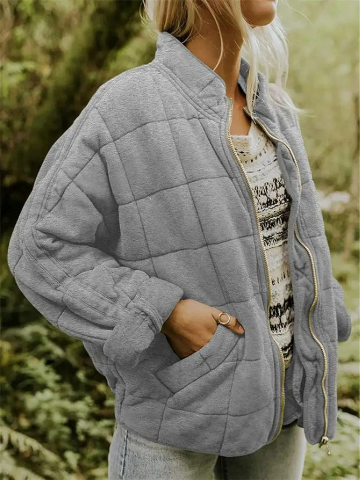 Damen Strick Steppjacke | Reißverschluss
