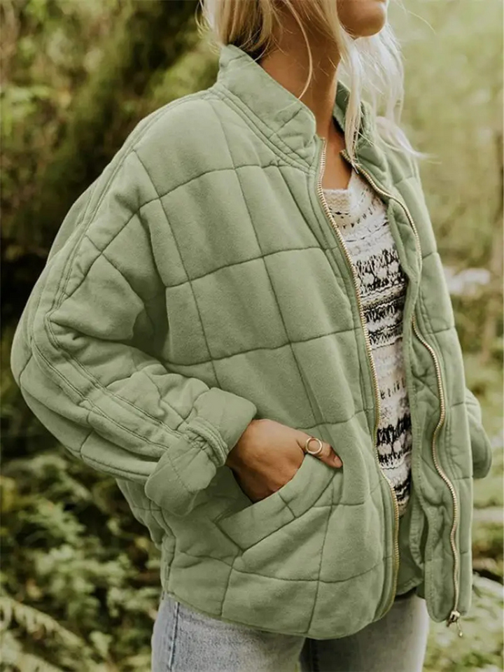 Damen Strick Steppjacke | Reißverschluss