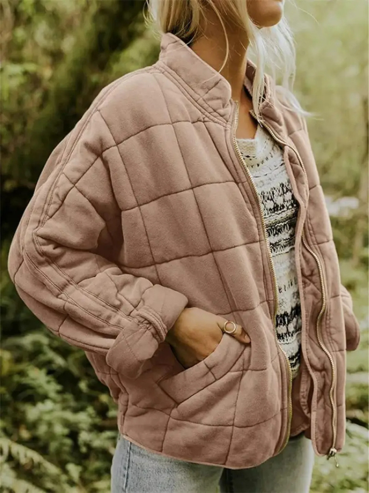 Damen Strick Steppjacke | Reißverschluss