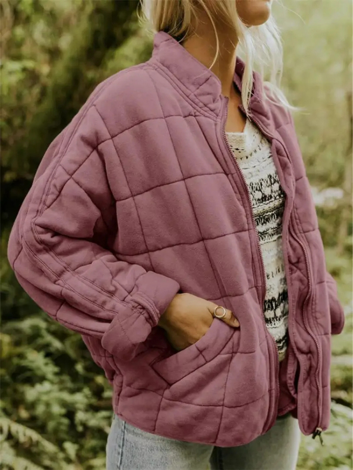 Damen Strick Steppjacke | Reißverschluss