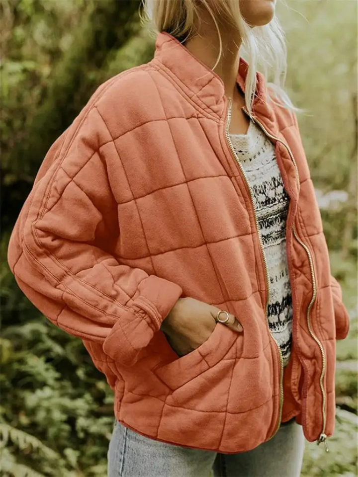 Damen Strick Steppjacke | Reißverschluss