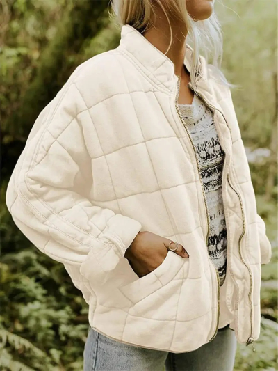 Damen Strick Steppjacke | Reißverschluss