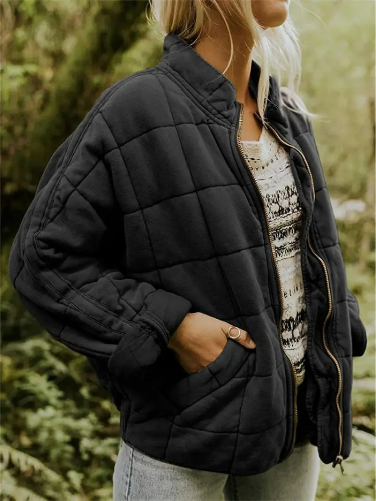 Damen Strick Steppjacke | Reißverschluss