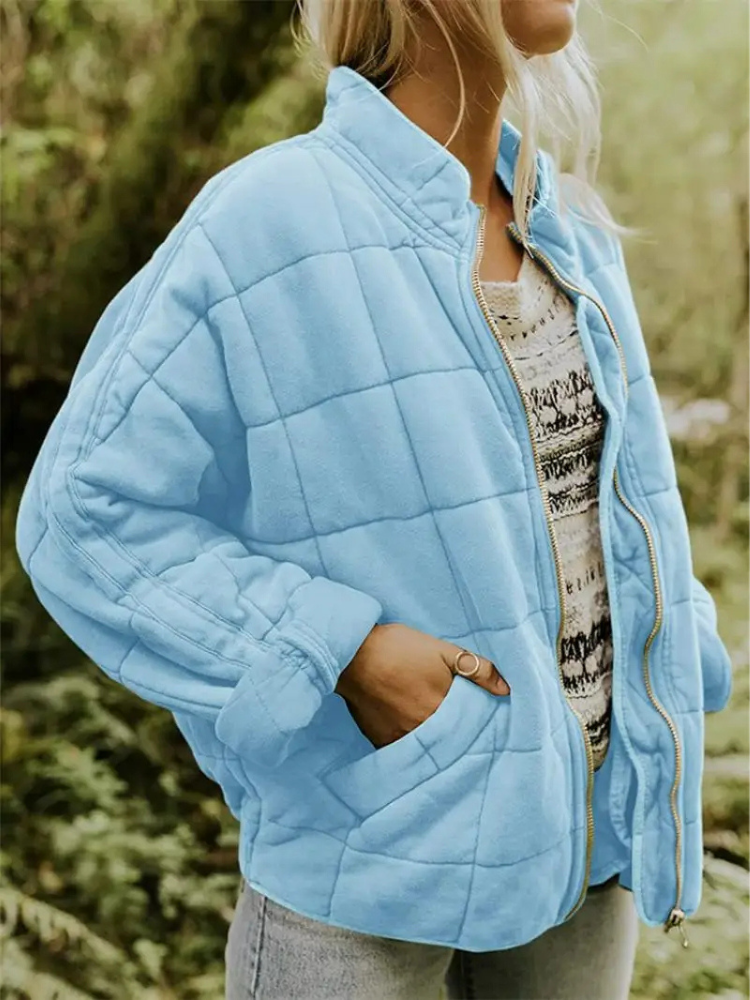 Damen Strick Steppjacke | Reißverschluss