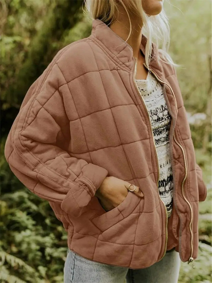 Damen Strick Steppjacke | Reißverschluss