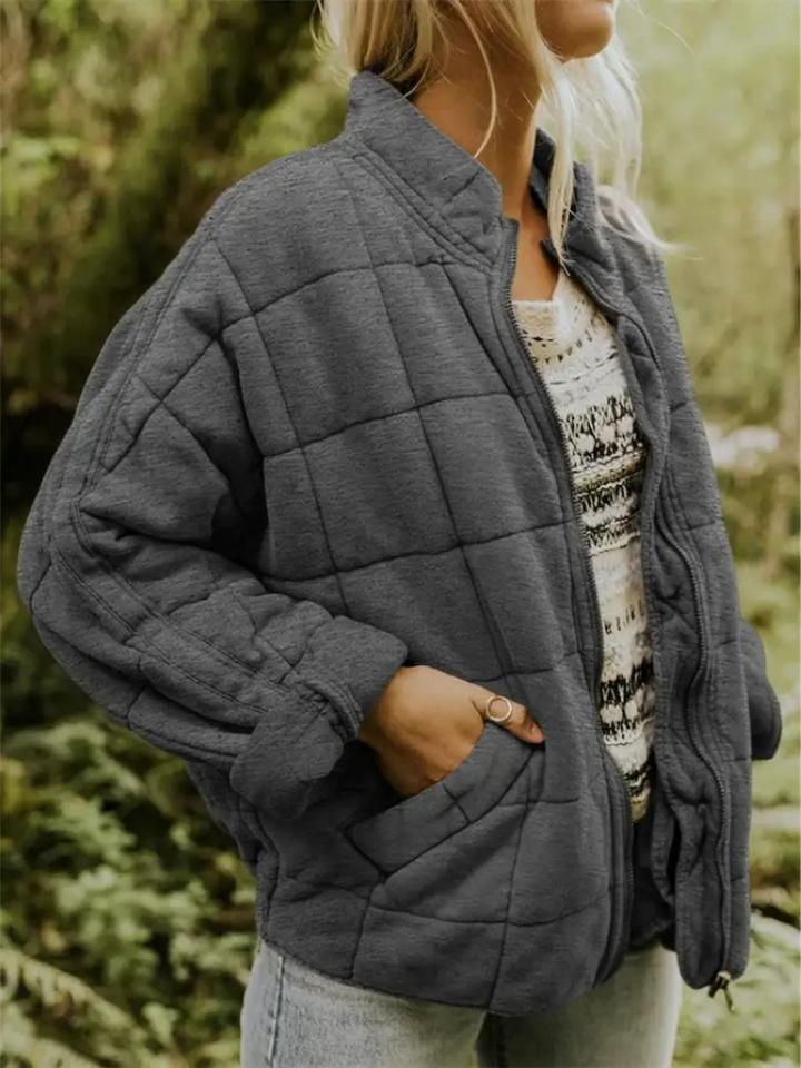 Damen Strick Steppjacke | Reißverschluss