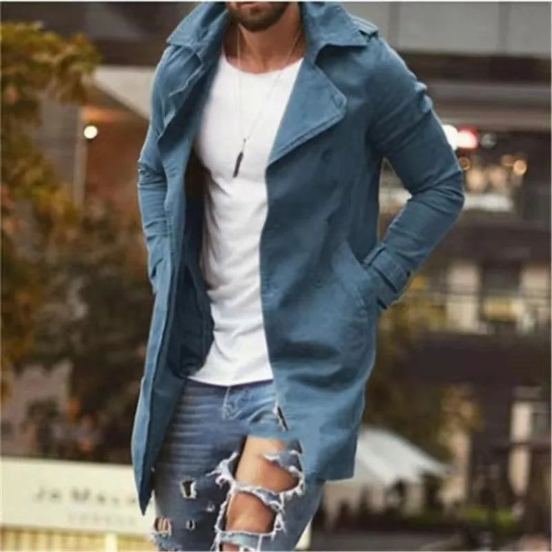 Herren-Trench Coat mit langen Ärmeln | Fronttaschen