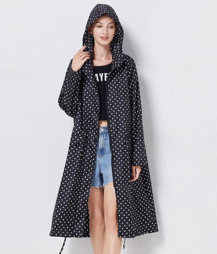 Lange Wasserdichte Regenjacke für Damen | Moderne