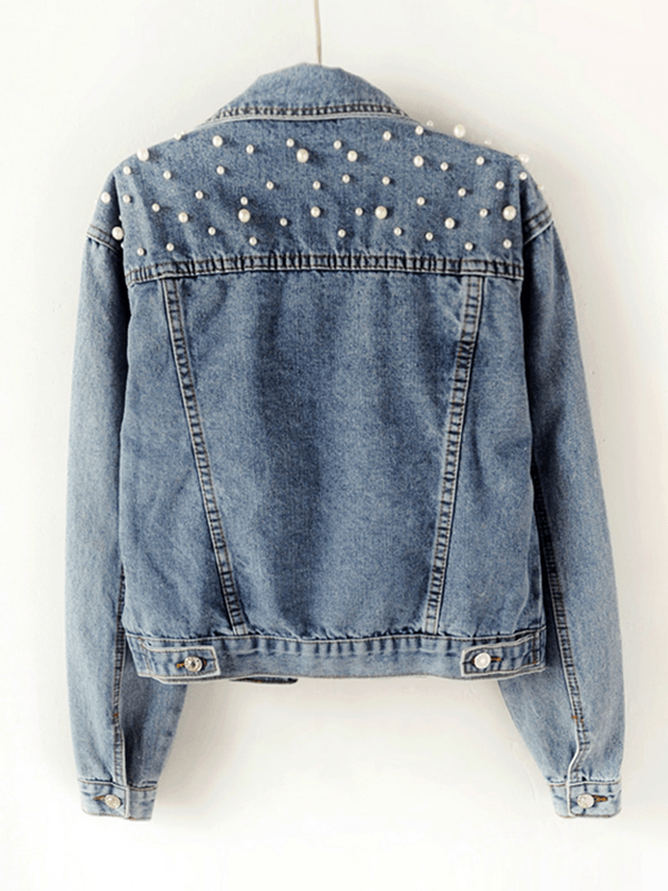 Damen Knopf Daunen Jeansjacke | Lässig