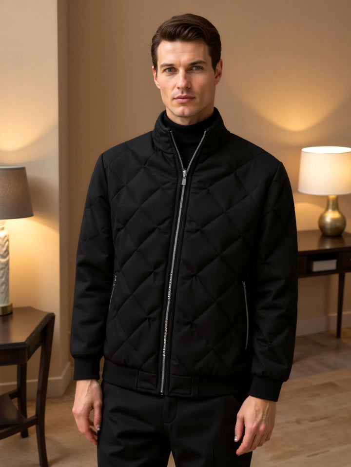 Stehkragen Winter Steppjacke für Herren | Schwarz