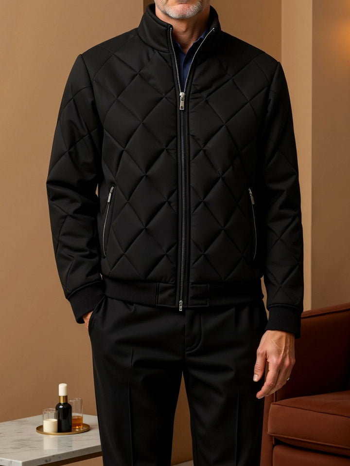 Stehkragen Winter Steppjacke für Herren | Schwarz