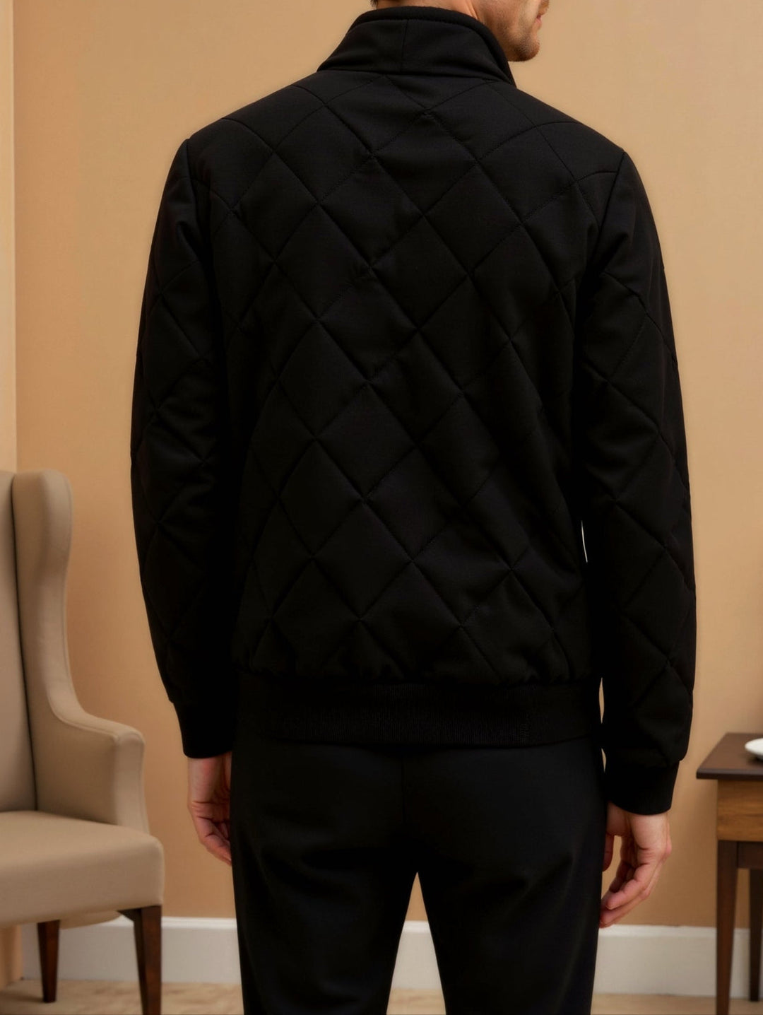 Stehkragen Winter Steppjacke für Herren | Schwarz