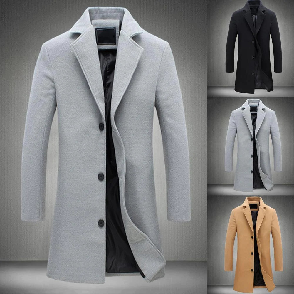 Herren Klassischer Langer Mantel | Schlanke Passform