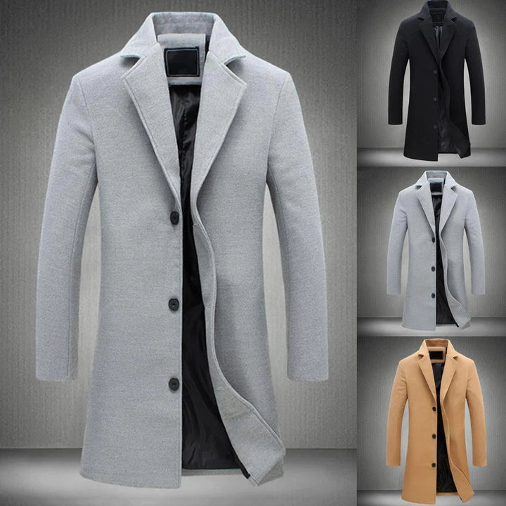 Herren Klassischer Langer Mantel | Schlanke Passform