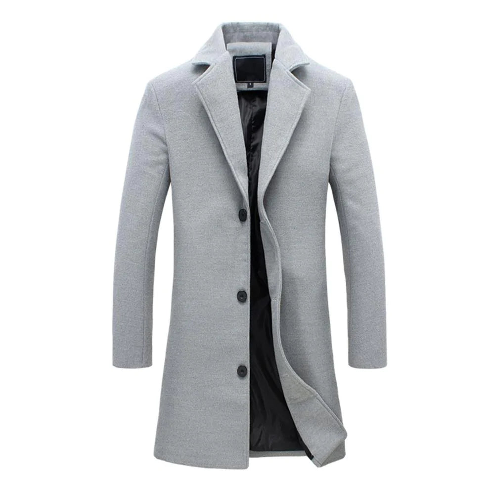 Herren Klassischer Langer Mantel | Schlanke Passform
