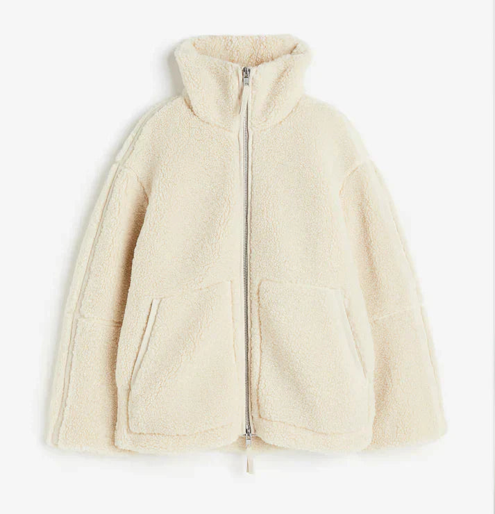 Damen Stehkragen Teddy Jacke | Flauschig